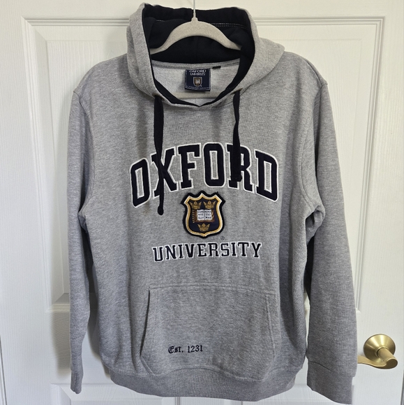 Oxford University Hoodie Size Large Unisex England Gray Collegiate Academia - Picture 1 of 9